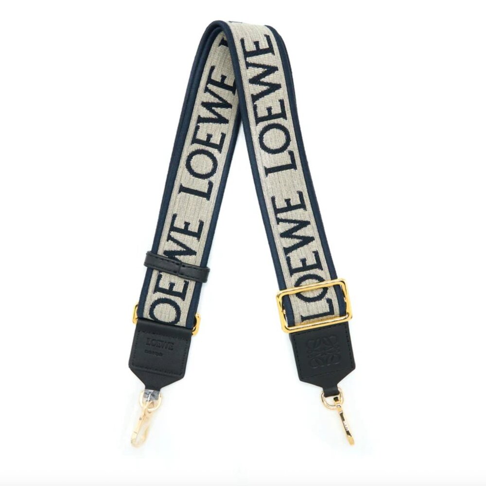 Loewe  Calfskin Jacquard Anagram Strap Navy